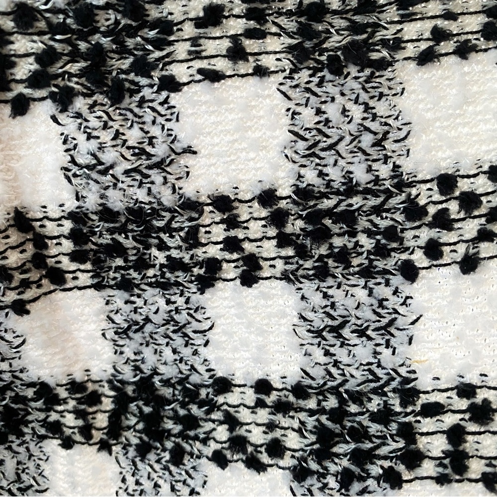 ST. JOHN black white checker print tweed long sleeves open front cardigan jacket - Picture 7 of 13